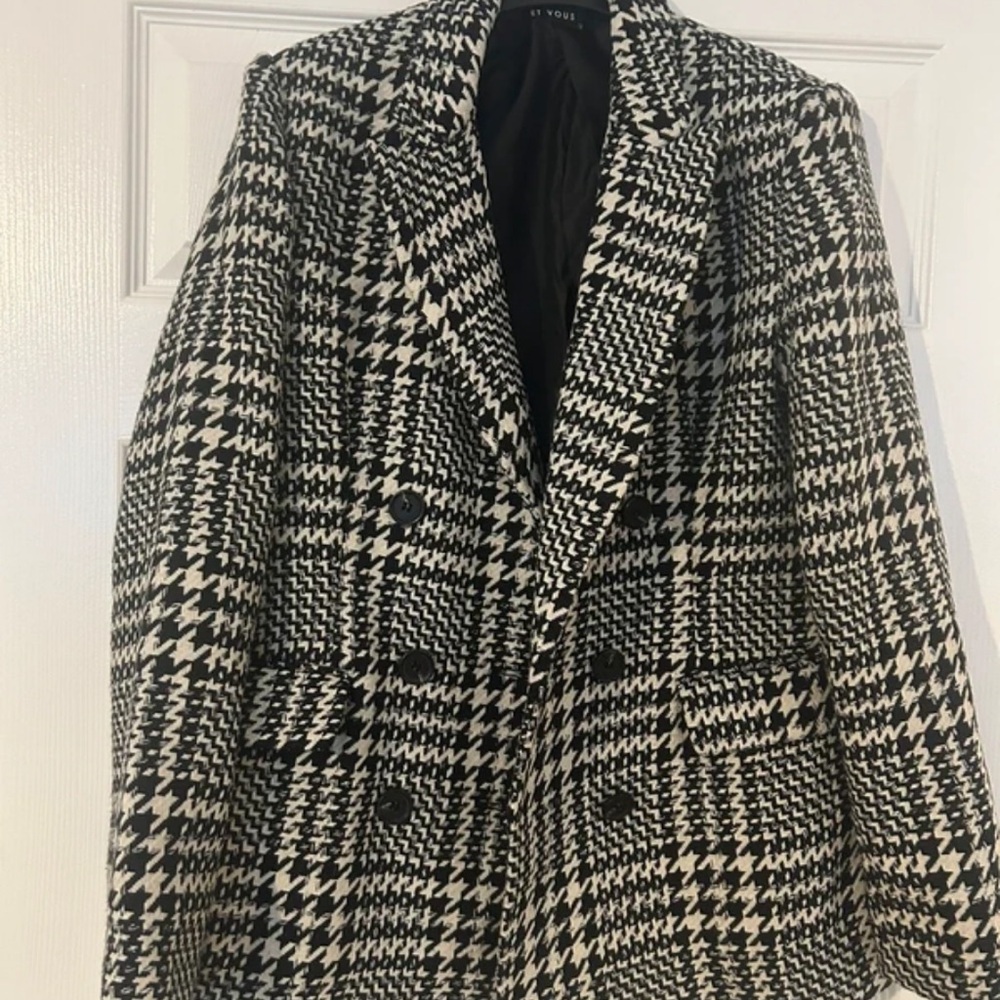 New Look Black and White Houndstooth Blazer